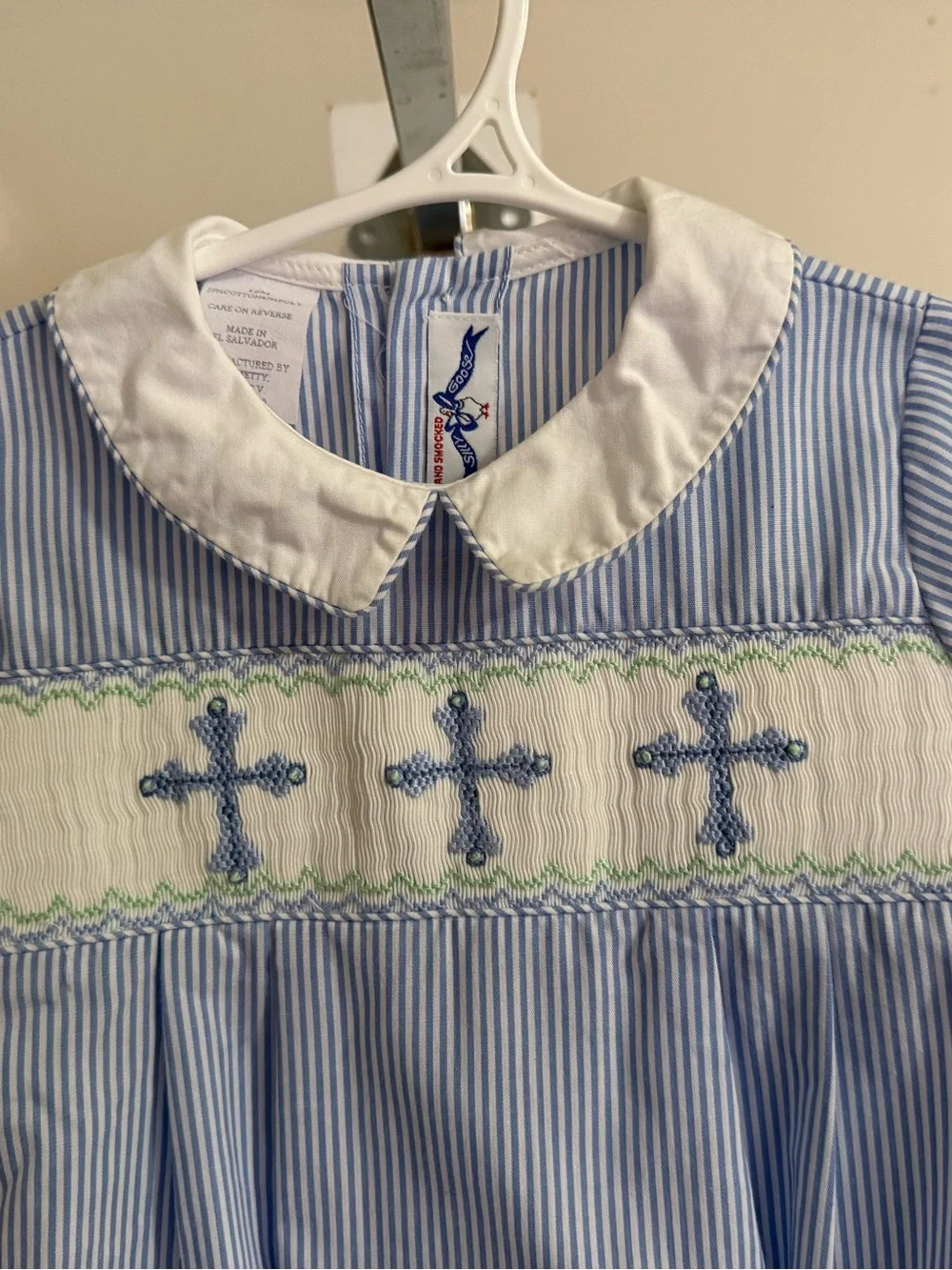 Silly Goose Smocked Crosses Bubble Romper